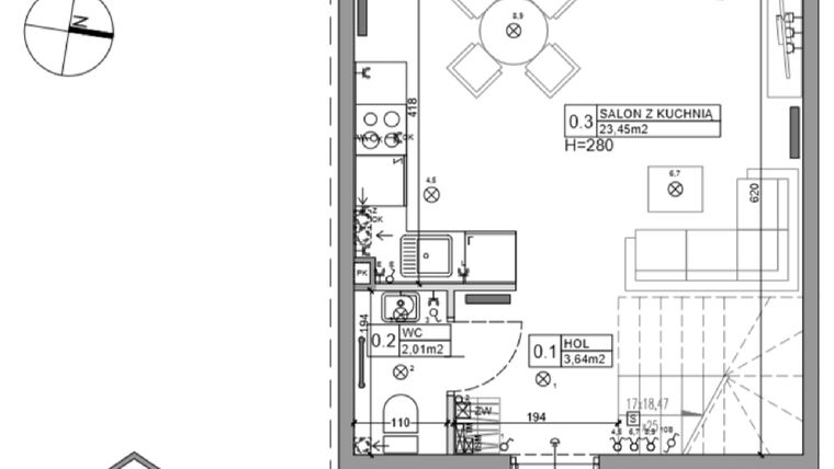 Rzut - Dom na sprzedaż 3 pokoje o powierzchni 62,24 m² - numer 5 w Zielone Ogrody etap II
