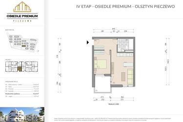 Rzut - Mieszkanie na sprzedaż 2 pokoje o powierzchni 41,1 m² - numer B1.31 w Osiedle Premium etap IV