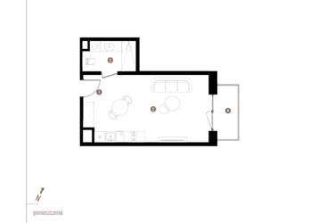 Rzut - Mieszkanie na sprzedaż 1 pokój o powierzchni 30,84 m² - numer A1.1.11 w Apartamenty Grundmanna