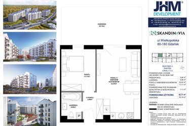 Rzut - Mieszkanie na sprzedaż 2 pokoje o powierzchni 42,71 m² - numer C.0.2 w Skandinavia