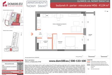 Rzut - Mieszkanie na sprzedaż 2 pokoje o powierzchni 41,04 m² - numer M06 w Apartamenty Nowy Świat