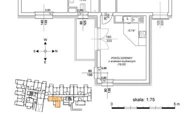Rzut - Mieszkanie na sprzedaż 3 pokoje o powierzchni 55,56 m² - numer M1 w Osiedle Mała Dziesiąta etap II