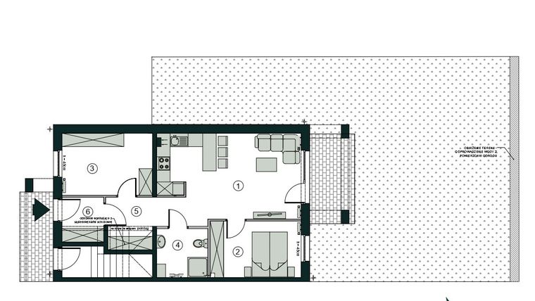 Rzut - Mieszkanie na sprzedaż 3 pokoje o powierzchni 60,22 m² - numer G1 w Aleja Wiśniowa Pogórze