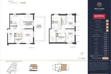 Rzut - Mieszkanie na sprzedaż 5 pokoi o powierzchni 117,53 m² - numer C4.M4 w Motława Garden
