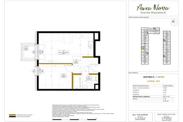 Rzut - Mieszkanie na sprzedaż 2 pokoje o powierzchni 40,99 m² - numer 123 w Aura Nova etap II