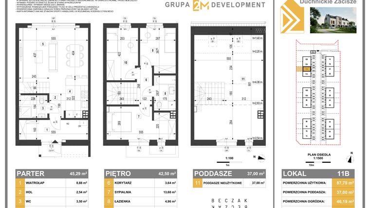 Rzut - Dom na sprzedaż 5 pokoi o powierzchni 87,79 m² - numer 11B w Duchnickie Zacisze
