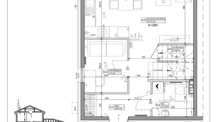 Rzut - Dom na sprzedaż 5 pokoi o powierzchni 85,96 m² - numer 23A w Zielono Mi