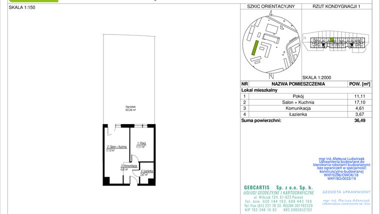 Rzut - Mieszkanie na sprzedaż 2 pokoje o powierzchni 36,49 m² - numer 10C/7 w Jasielska 8C etap II