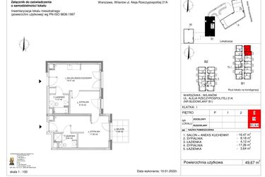 Rzut - Mieszkanie na sprzedaż 2 pokoje o powierzchni 49,67 m² - numer 19 w RZ21
