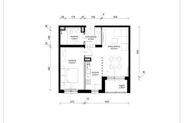 Rzut - Mieszkanie na sprzedaż 1 pokój o powierzchni 47,75 m² - numer E.2.15.2k w Art.Teo etap 3