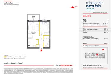 Rzut - Mieszkanie na sprzedaż 2 pokoje o powierzchni 38,89 m² - numer 18 w Miasteczko Nova Fala
