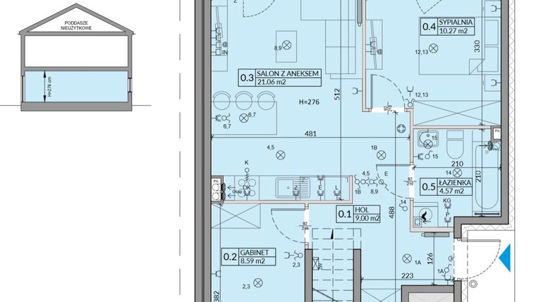 Rzut - Mieszkanie na sprzedaż 3 pokoje o powierzchni 53,49 m² - numer 64A w Domy na Witosa etap 2A i 2B