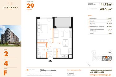 Rzut - Mieszkanie na sprzedaż 2 pokoje o powierzchni 41,72 m² - numer F29 w Panorama Struga