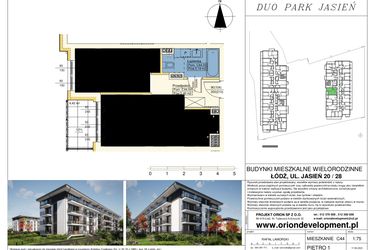 Rzut - Mieszkanie na sprzedaż 2 pokoje o powierzchni 42,41 m² - numer C44 w Duo Park