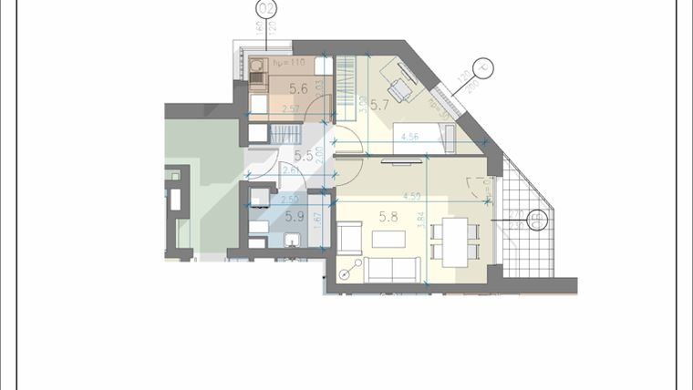 Rzut - Mieszkanie na sprzedaż 2 pokoje o powierzchni 40,9 m² - numer 33 w Residence Przewóz 41