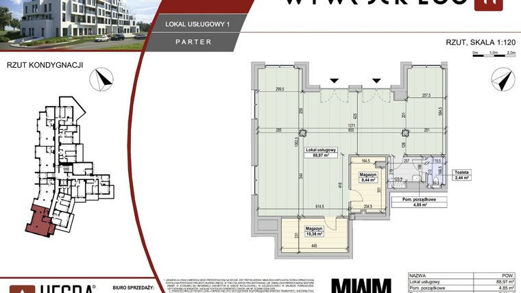 Rzut - Lokal użytkowy na sprzedaż 5 pokoi o powierzchni 115,06 m² - numer LU1 w Apartamenty Wywrockiego 11