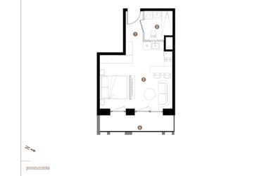 Rzut - Mieszkanie na sprzedaż 1 pokój o powierzchni 29,96 m² - numer A2.3.13 w Apartamenty Grundmanna