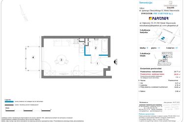 Rzut - Mieszkanie na sprzedaż 1 pokój o powierzchni 28,77 m² - numer B.1.67 w Daszyńskiego Square etap 1