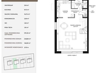 Rzut - Dom na sprzedaż 5 pokoi o powierzchni 137,49 m² - numer 64A_1 w Kołodzieja Residence