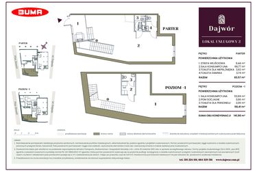 Rzut - Lokal użytkowy na sprzedaż 1 pokój o powierzchni 141,98 m² - numer LU2 w Dajwór