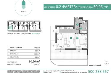 Rzut - Mieszkanie na sprzedaż 2 pokoje o powierzchni 50,96 m² - numer 04.0.2 w Port Jastarnia bud. 01, 04