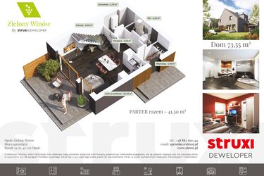 Rzut - Mieszkanie na sprzedaż 3 pokoje o powierzchni 73,5 m² - numer ApBW03L w Osiedle Zielony Winów