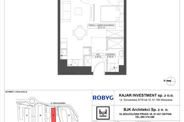 Rzut - Mieszkanie na sprzedaż 1 pokój o powierzchni 33,35 m² - numer C.5M07 w Foresteria