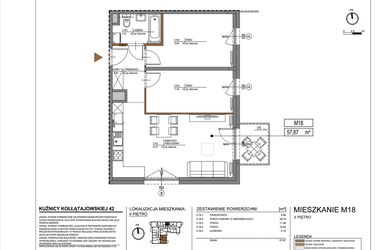 Rzut - Mieszkanie na sprzedaż 3 pokoje o powierzchni 57,87 m² - numer M18 w Kuźnicy Kołłątajowskiej 42
