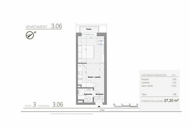 Rzut - Mieszkanie na sprzedaż 1 pokój o powierzchni 27,2 m² - numer 4.6 w Villa Książąt Pomorskich