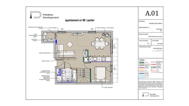 Rzut - Mieszkanie na sprzedaż 1 pokój o powierzchni 92,03 m² - numer M69 w Apartamenty Casa Baia