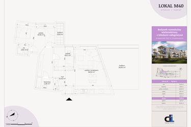 Rzut - Mieszkanie na sprzedaż 3 pokoje o powierzchni 74,89 m² - numer M40 w Dominikanów