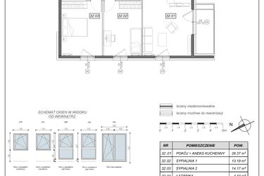 Rzut - Mieszkanie na sprzedaż 3 pokoje o powierzchni 67,47 m² - numer 4.B.32 w Nowe Południe bud. 4