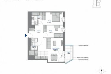 Rzut - Mieszkanie na sprzedaż 3 pokoje o powierzchni 69,81 m² - numer 9.6 w SEAHall