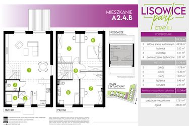 Rzut - Mieszkanie na sprzedaż 4 pokoje o powierzchni 110,09 m² - numer A.2.4.B w Lisowice Milo Dobry Deweloper