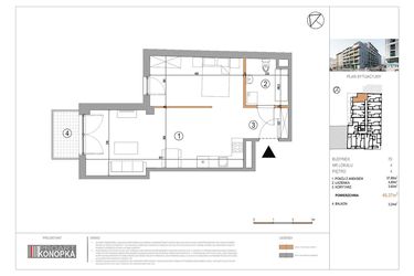 Rzut - Mieszkanie na sprzedaż 1 pokój o powierzchni 46,37 m² - numer A4/4 w 5th Avenue Apartments
