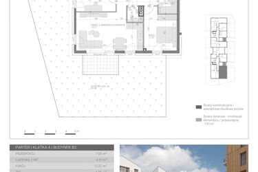 Rzut - Mieszkanie na sprzedaż 3 pokoje o powierzchni 57,65 m² - numer M-1 w Forma Augustów