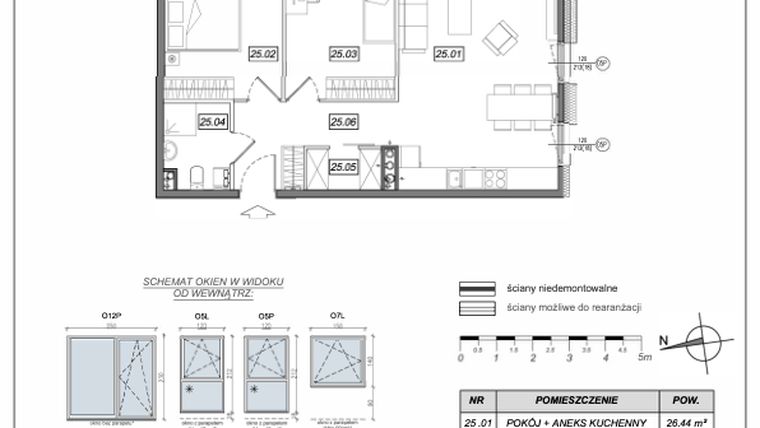 Rzut - Mieszkanie na sprzedaż 3 pokoje o powierzchni 63,11 m² - numer 5.A.25 w Urzeka bud. 5