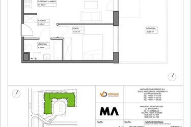 Rzut - Mieszkanie na sprzedaż 2 pokoje o powierzchni 40,59 m² - numer PT/C/0/4 w Przystanek Tarnogaj