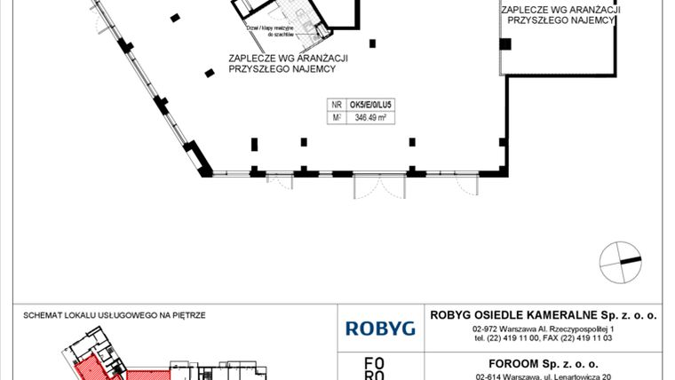 Rzut - Lokal użytkowy na sprzedaż 1 pokój o powierzchni 346,49 m² - numer OK5/E/0/LU5 w Osiedle Kameralne