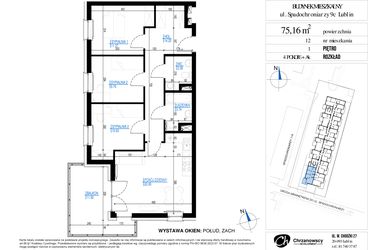 Rzut - Mieszkanie na sprzedaż 4 pokoje o powierzchni 75,16 m² - numer 12 w Vieniava edycja druga