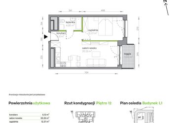 Rzut - Mieszkanie na sprzedaż 2 pokoje o powierzchni 41,74 m² - numer L1/12/120 w Legnicka Vita