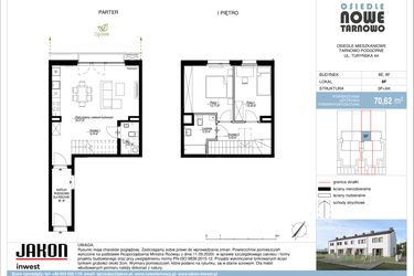 Rzut - Mieszkanie na sprzedaż 3 pokoje o powierzchni 70,62 m² - numer 8F w Nowe Tarnowo zabudowa szeregowa