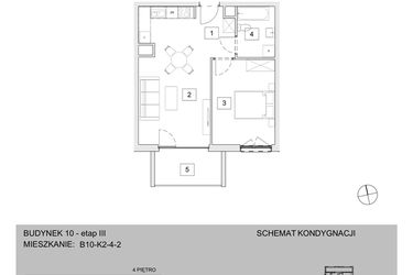 Rzut - Mieszkanie na sprzedaż 2 pokoje o powierzchni 46,54 m² - numer B10-K2-4-2 w Żerniki na Novo III