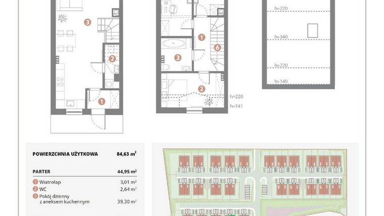 Rzut - Dom na sprzedaż 4 pokoje o powierzchni 84,63 m² - numer 2A w Bursztynowa Polana
