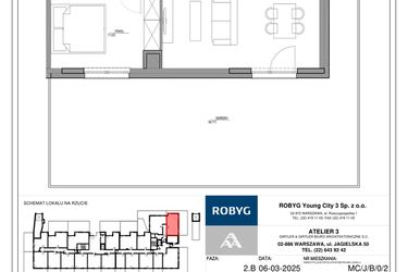 Rzut - Mieszkanie na sprzedaż 2 pokoje o powierzchni 48,44 m² - numer MC/J/B/0/2 w Modern City etap J