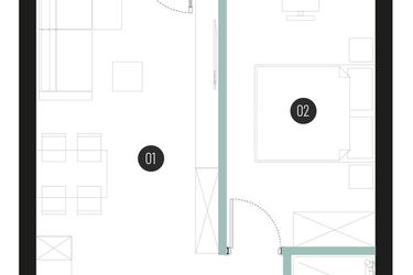 Rzut - Mieszkanie na sprzedaż 2 pokoje o powierzchni 41,77 m² - numer M17 w Atrium House