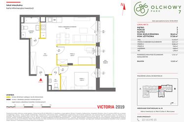 Rzut - Mieszkanie na sprzedaż 3 pokoje o powierzchni 58,62 m² - numer 72 w Olchowy Park VII