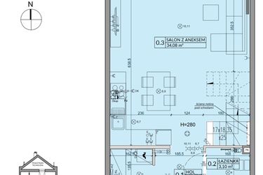 Rzut - Dom na sprzedaż 4 pokoje o powierzchni 85,17 m² - numer 174A w Arkady Walendów etap 3 i 4