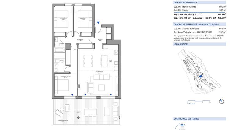 Rzut - Mieszkanie na sprzedaż 3 pokoje o powierzchni 89 m² - numer B3P2-0B w Oceana Gardens II