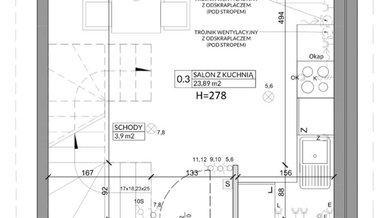 Rzut - Dom na sprzedaż 3 pokoje o powierzchni 68,29 m² - numer 1B w Osiedle Słoneczne